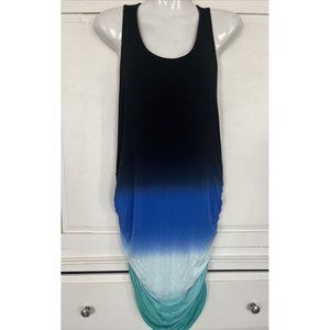 Young Fabulous Beach Swim Cover Up Medium Blue Ruched Stretchy